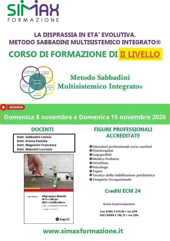 Locandina del corso Metodo Sabbadini – Approccio Multisistemico Integrato