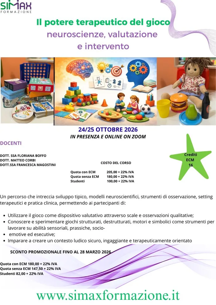 Locandina del corso Il potere terapeutico del gioco